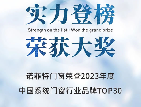 实力登榜 荣获大奖 | 诺菲特门窗荣获行业重磅奖项